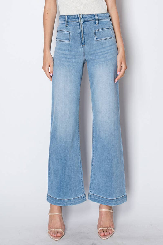 ARTEMIS VINTAGE - ECO FABRIC HIGH RISE FRONT POCKET FLARE JEANS
