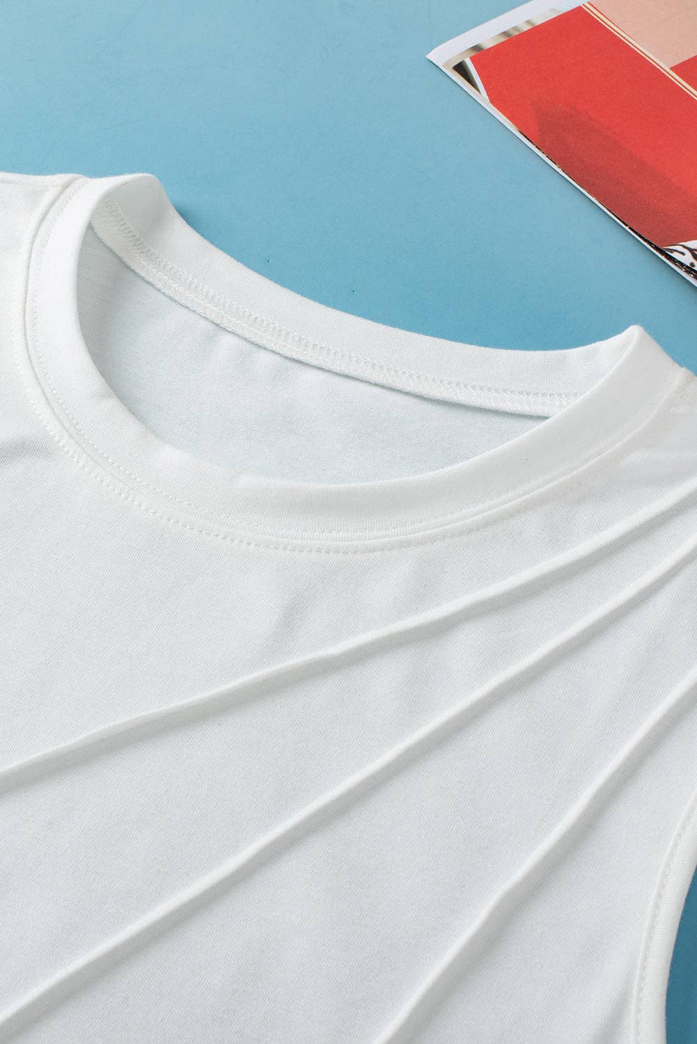 White Pleated Tank Top