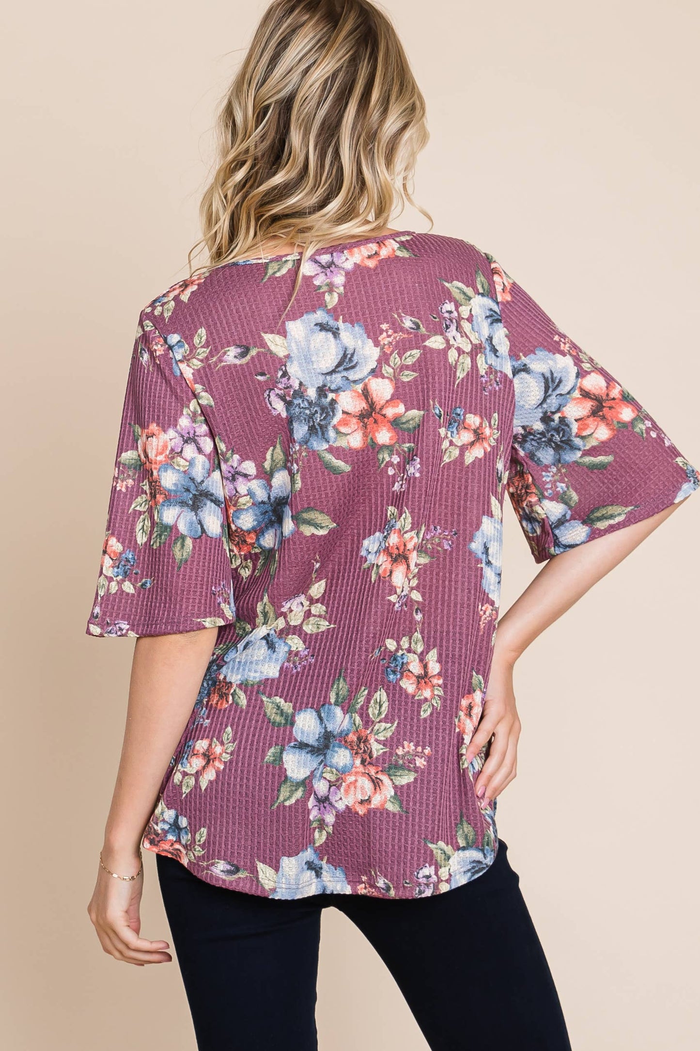 BOMBOM - FLORAL WAFFLE KNIT