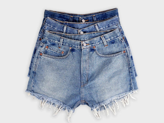 Sun's Out! - High-Rise Upcycled Denim Cutoff Shorts - Original
