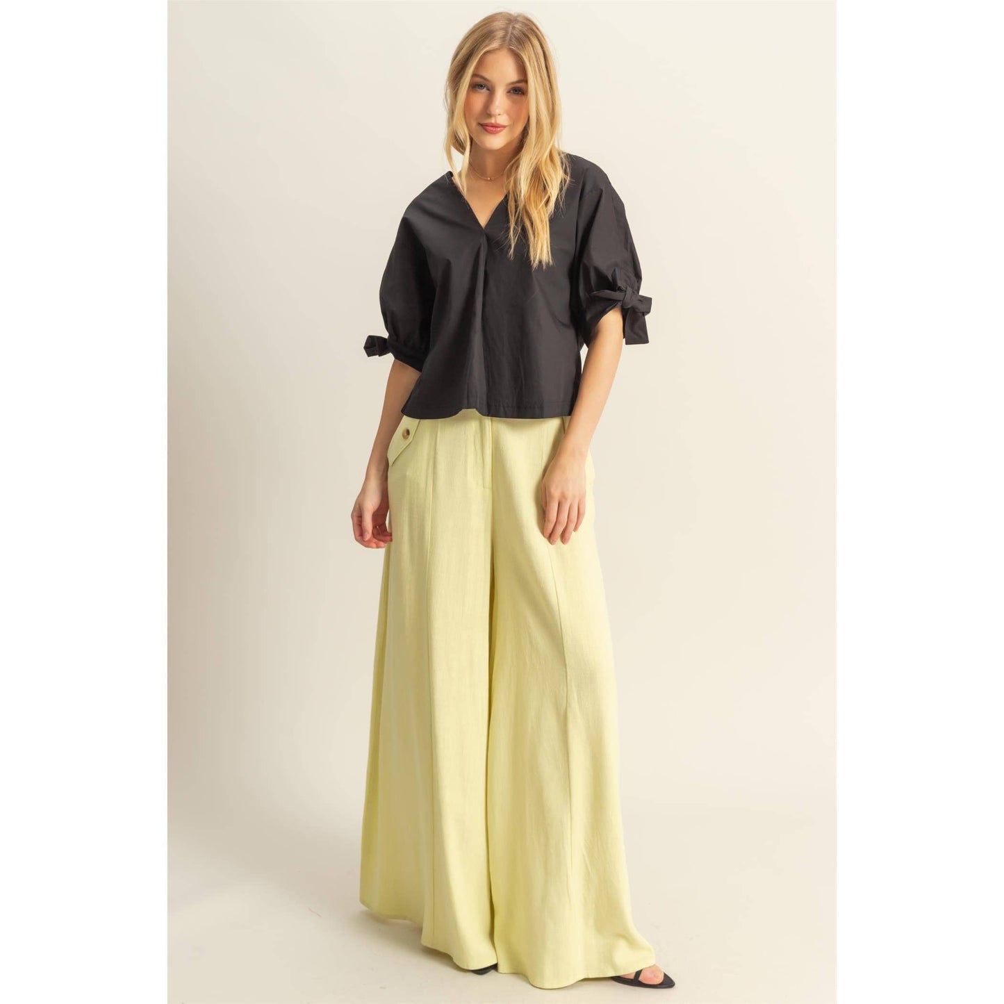 Linen Blend Flowy Pant