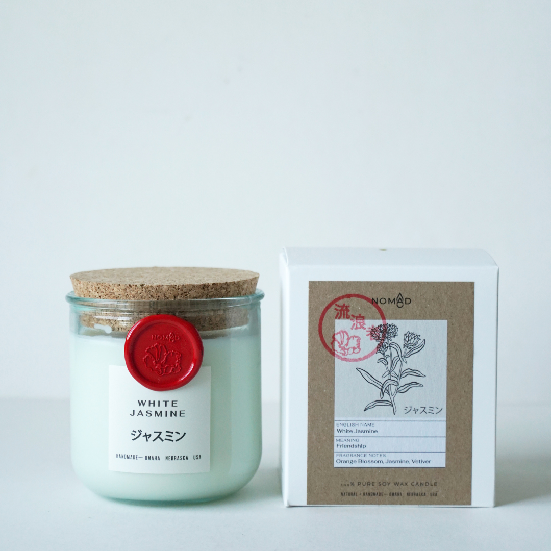 Nomad Wax Co. - White Jasmine Niwa Floral Candle - 10oz
