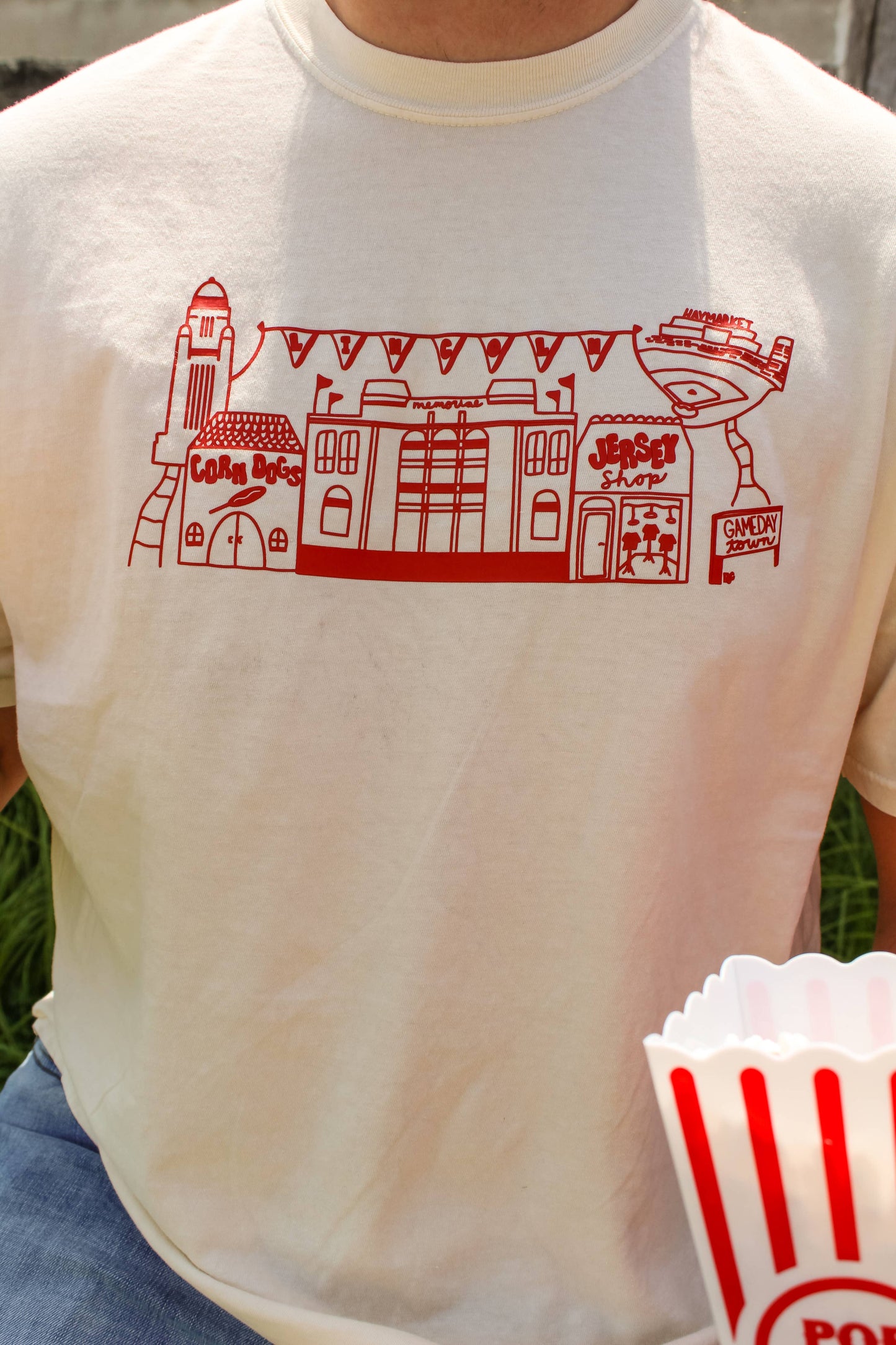 Raine Company - Nebraska Gameday Village Tee Ivory