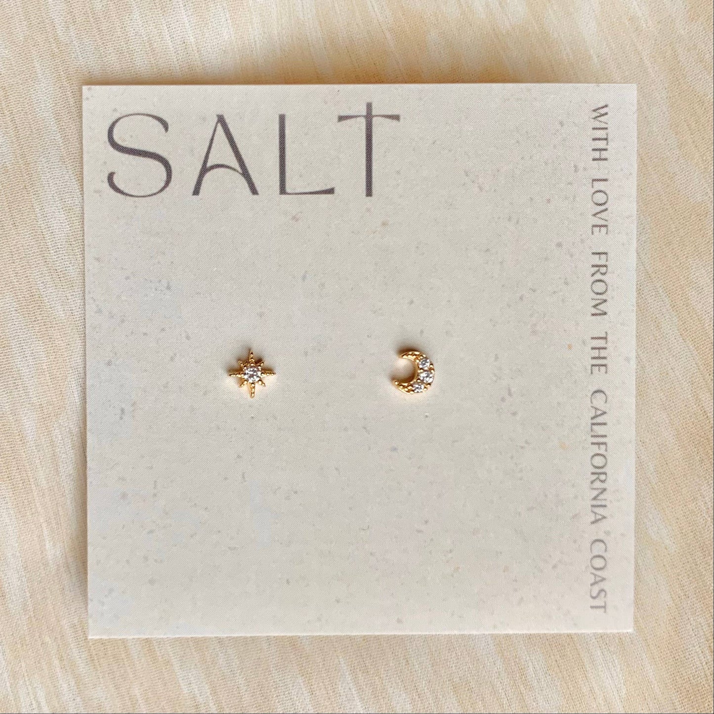 SALT by Sarah Curtis - STAR & MOON STUDS | gold | tiny & dainty stud earrings