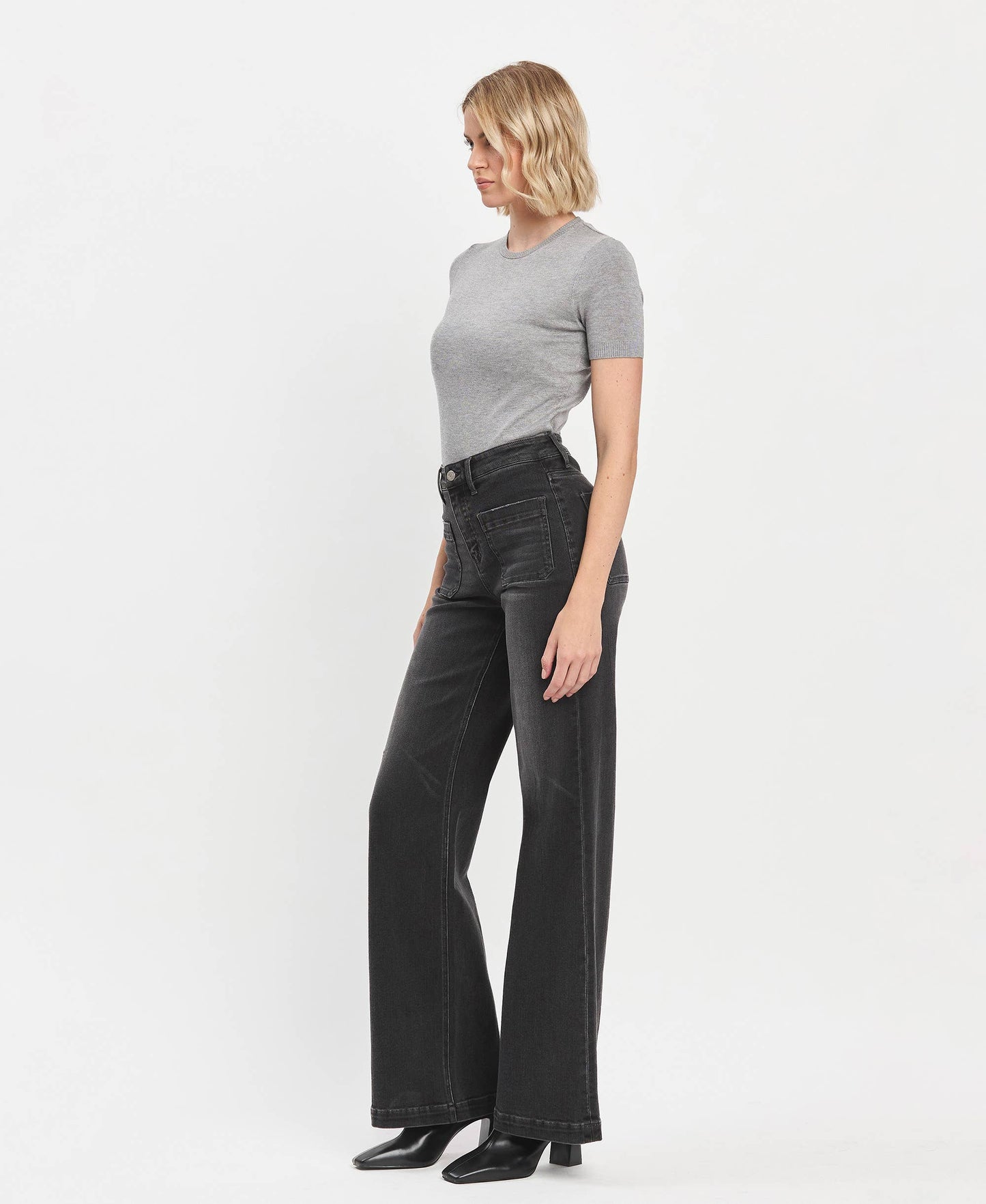 VERVET by FLYING MONKEY - HIGH RISE WIDE TROUSER JEANS
