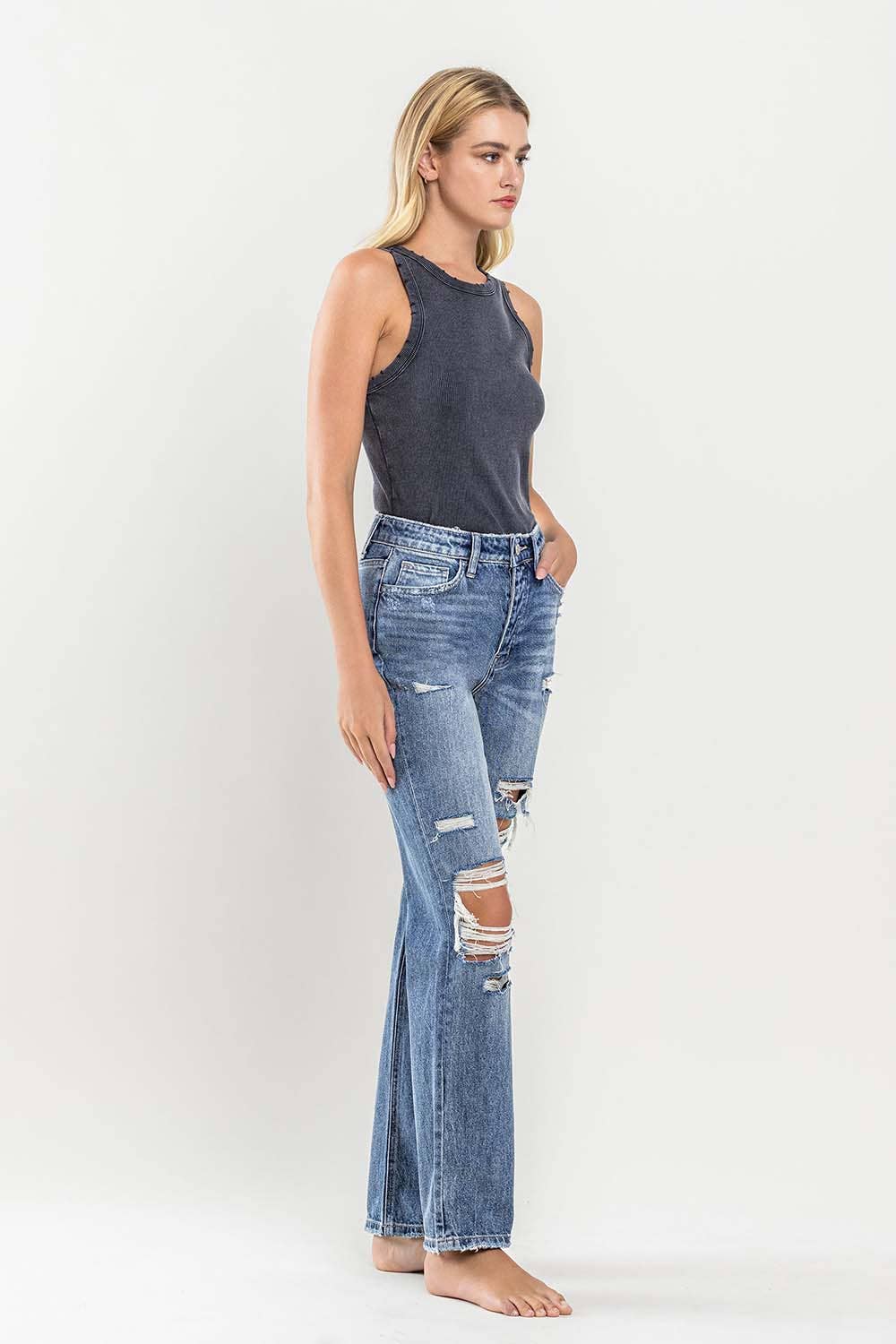 FLYING MONKEY - HIGH RISE DISTRESSED STRAIGHT JEANS
