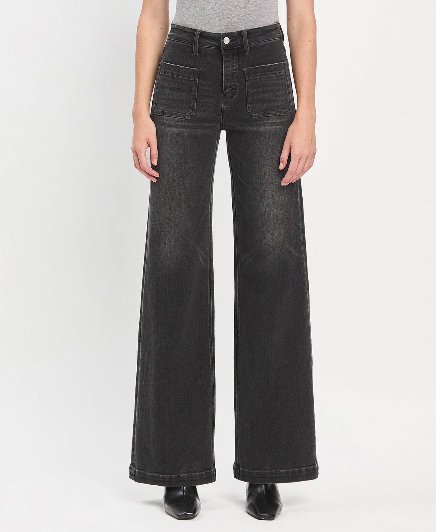 VERVET by FLYING MONKEY - HIGH RISE WIDE TROUSER JEANS