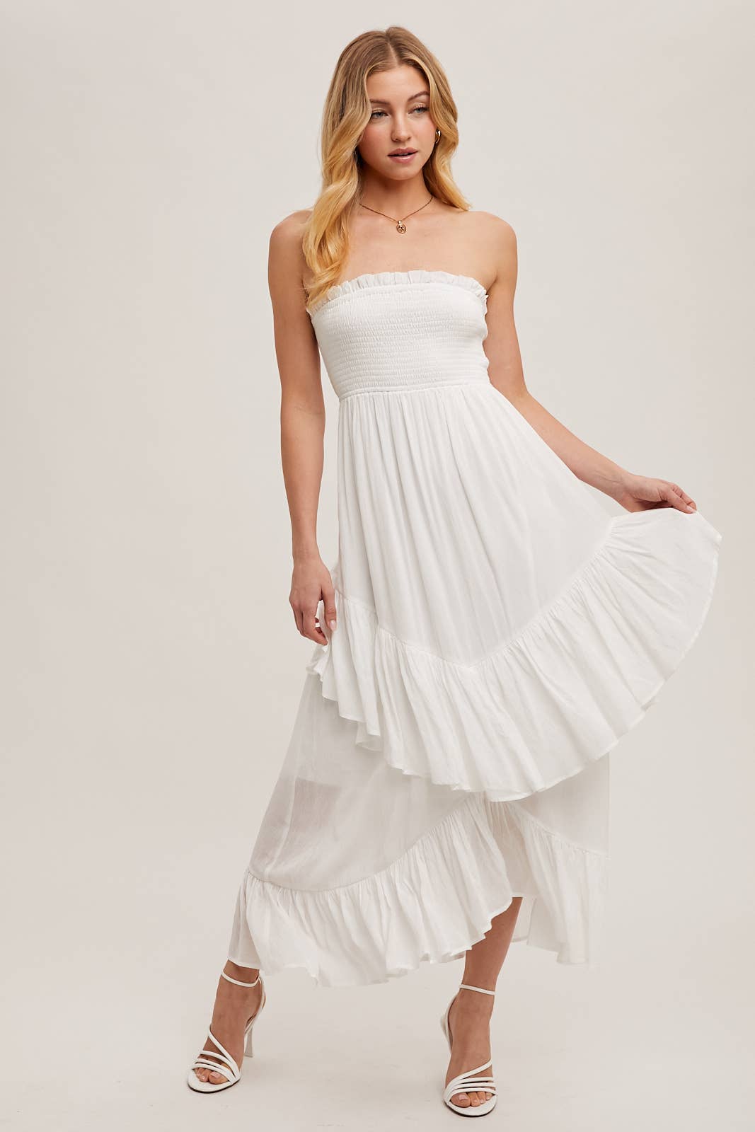 BOHO RUFFLE MIDI DRESS