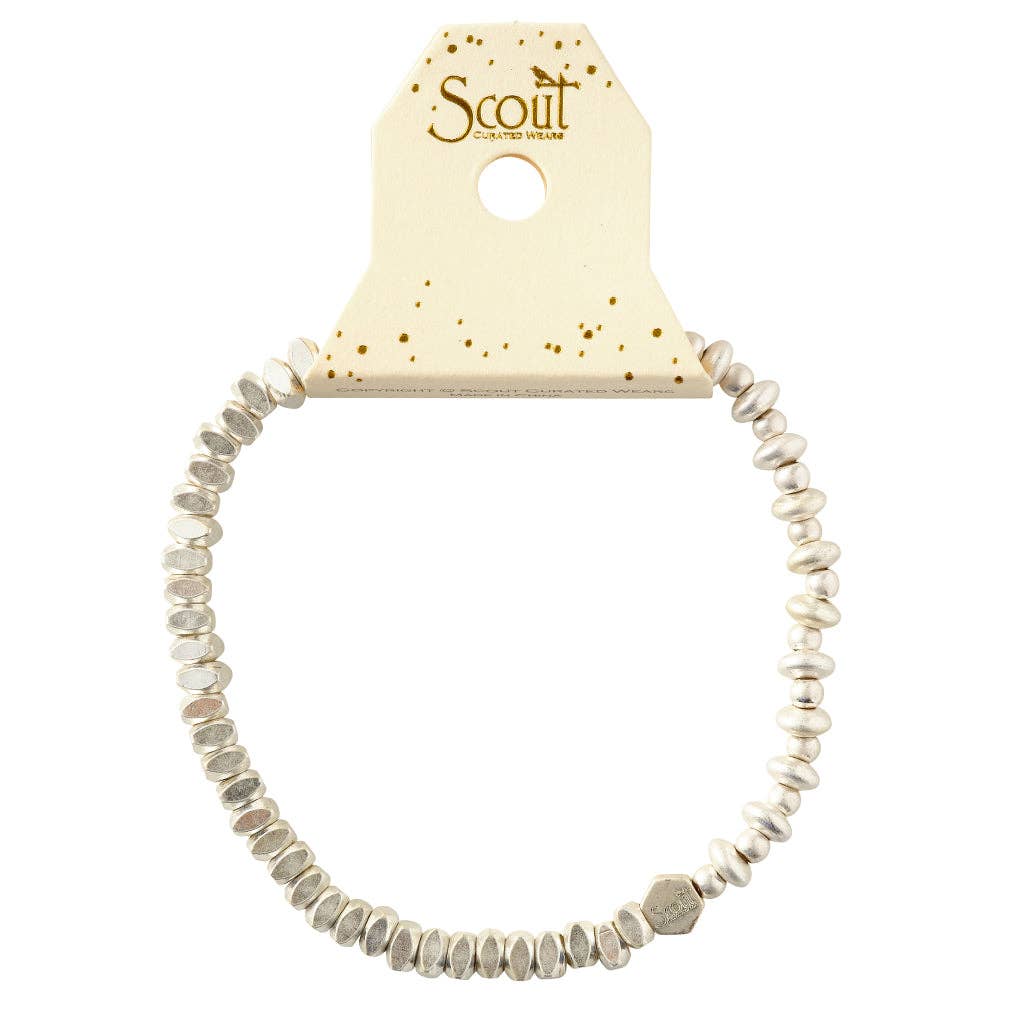 Scout Curated Wears - Mini Metal Stacking Bracelet - Mixed Beads Silver