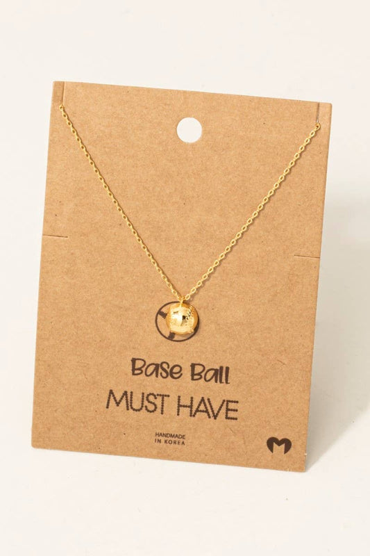 Fame Accessories - Gold Dipped Half Baseball Pendant Necklace