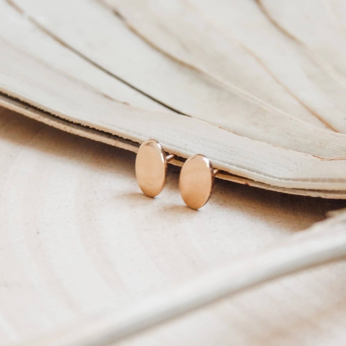Barberry & Lace Handmade Jewelry - Oval Stud Earrings | 14k Gold Fill & Sterling Silver