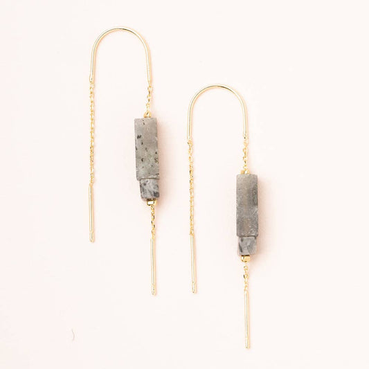 Scout Curated Wears - Rectangle Stone Earring - Labradorite/Black/Gold