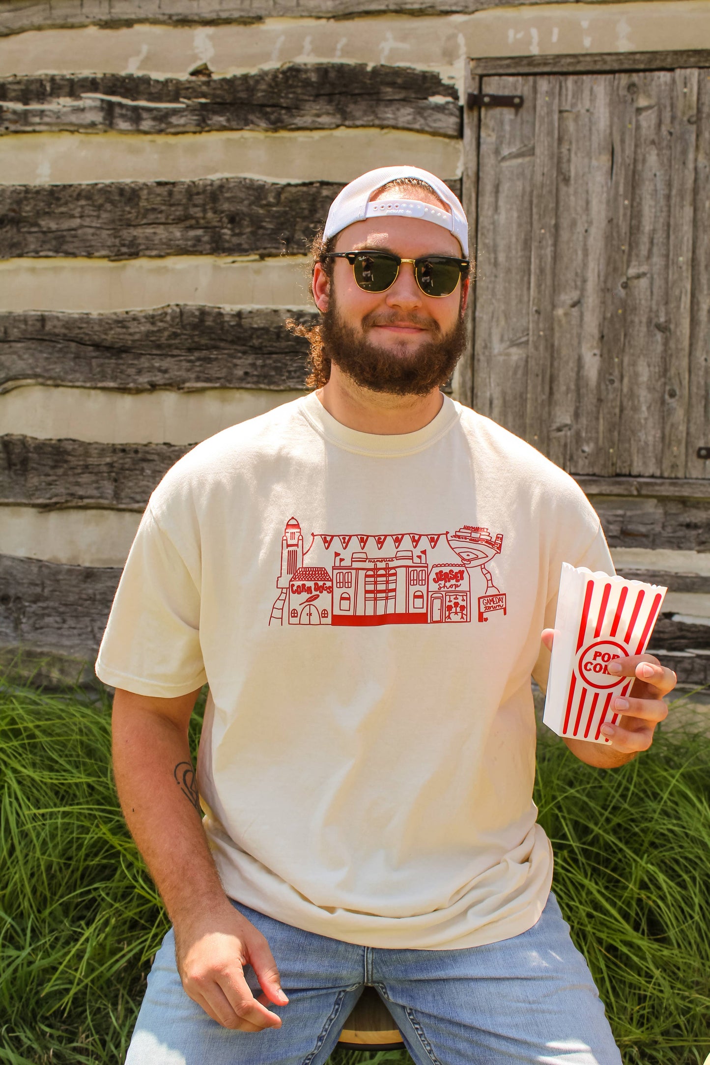 Raine Company - Nebraska Gameday Village Tee Ivory