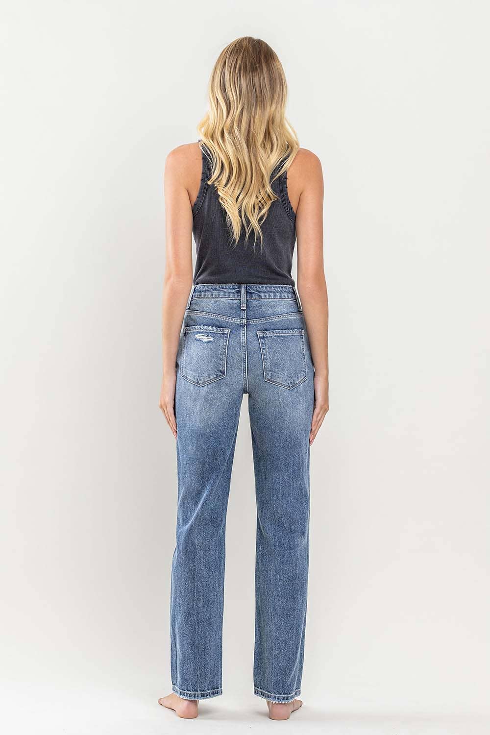 FLYING MONKEY - HIGH RISE DISTRESSED STRAIGHT JEANS