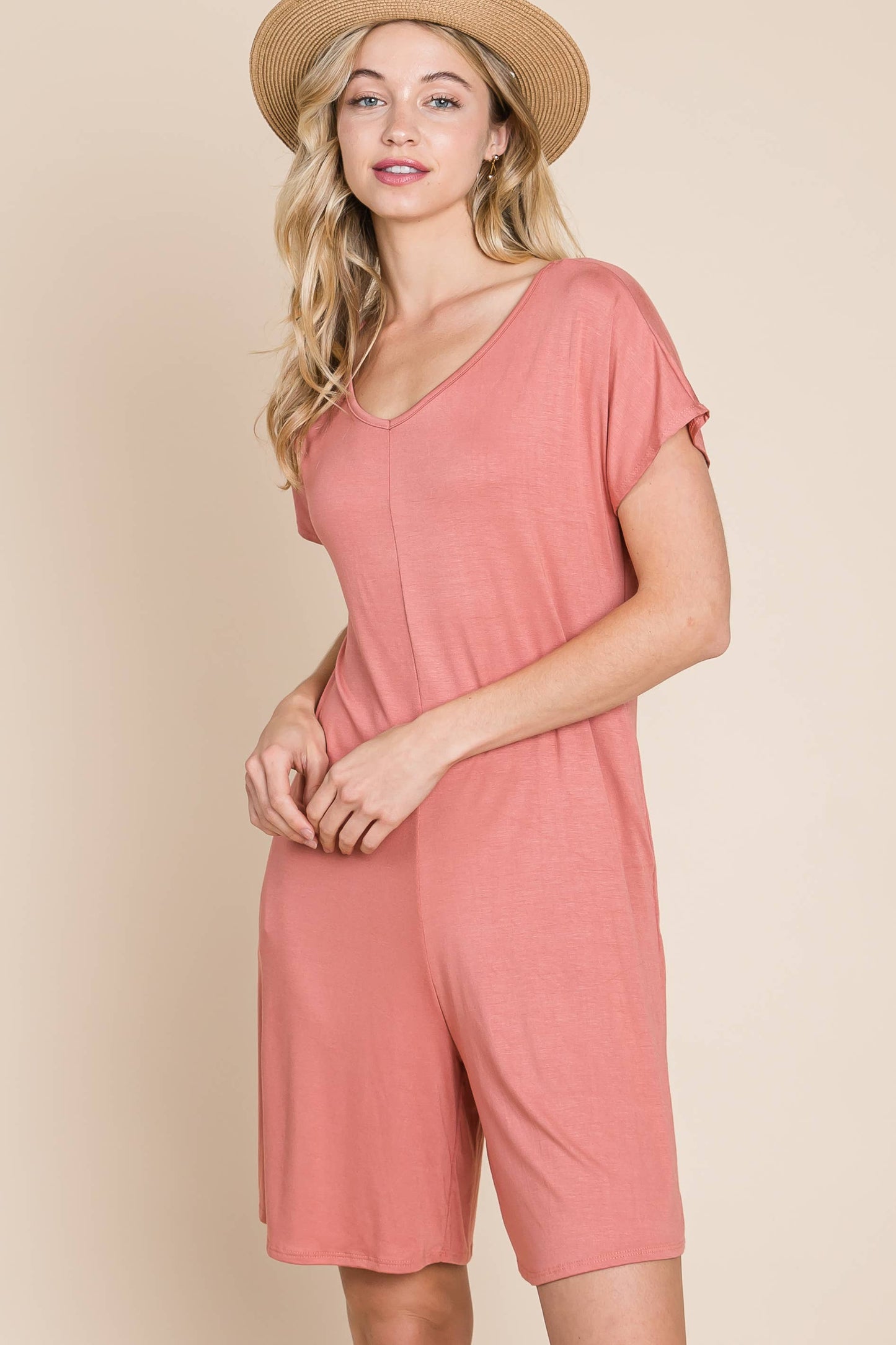 BOMBOM - Solid Romper With Pockets
