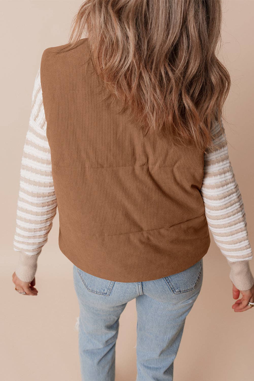 Coffee Corduroy Puffer Vest