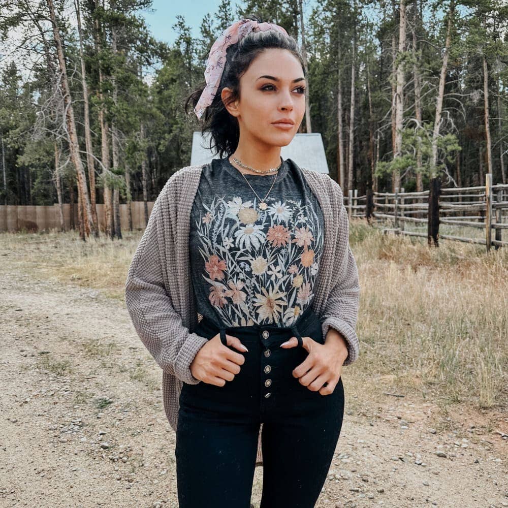 Vintage Flowers Acid Wash Tee