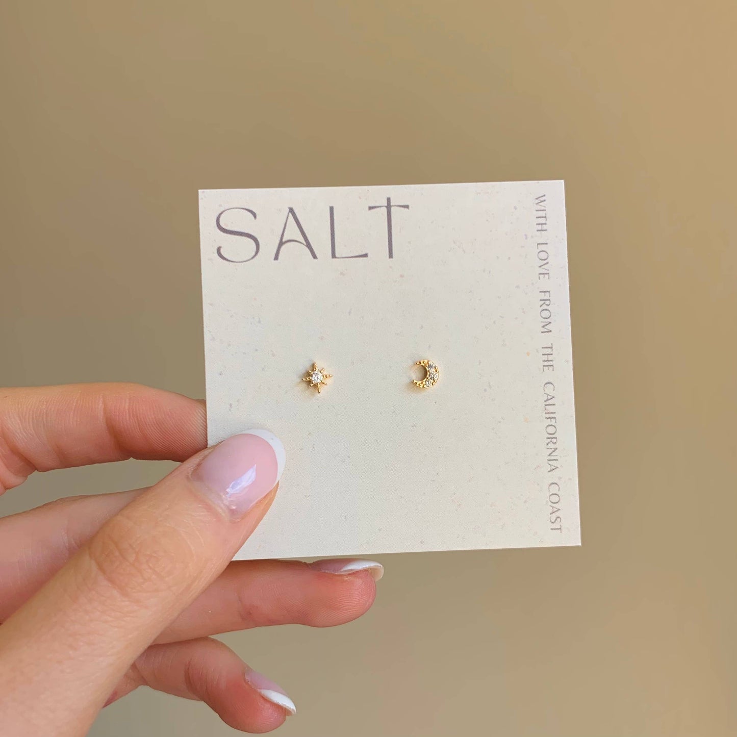 SALT by Sarah Curtis - STAR & MOON STUDS | gold | tiny & dainty stud earrings