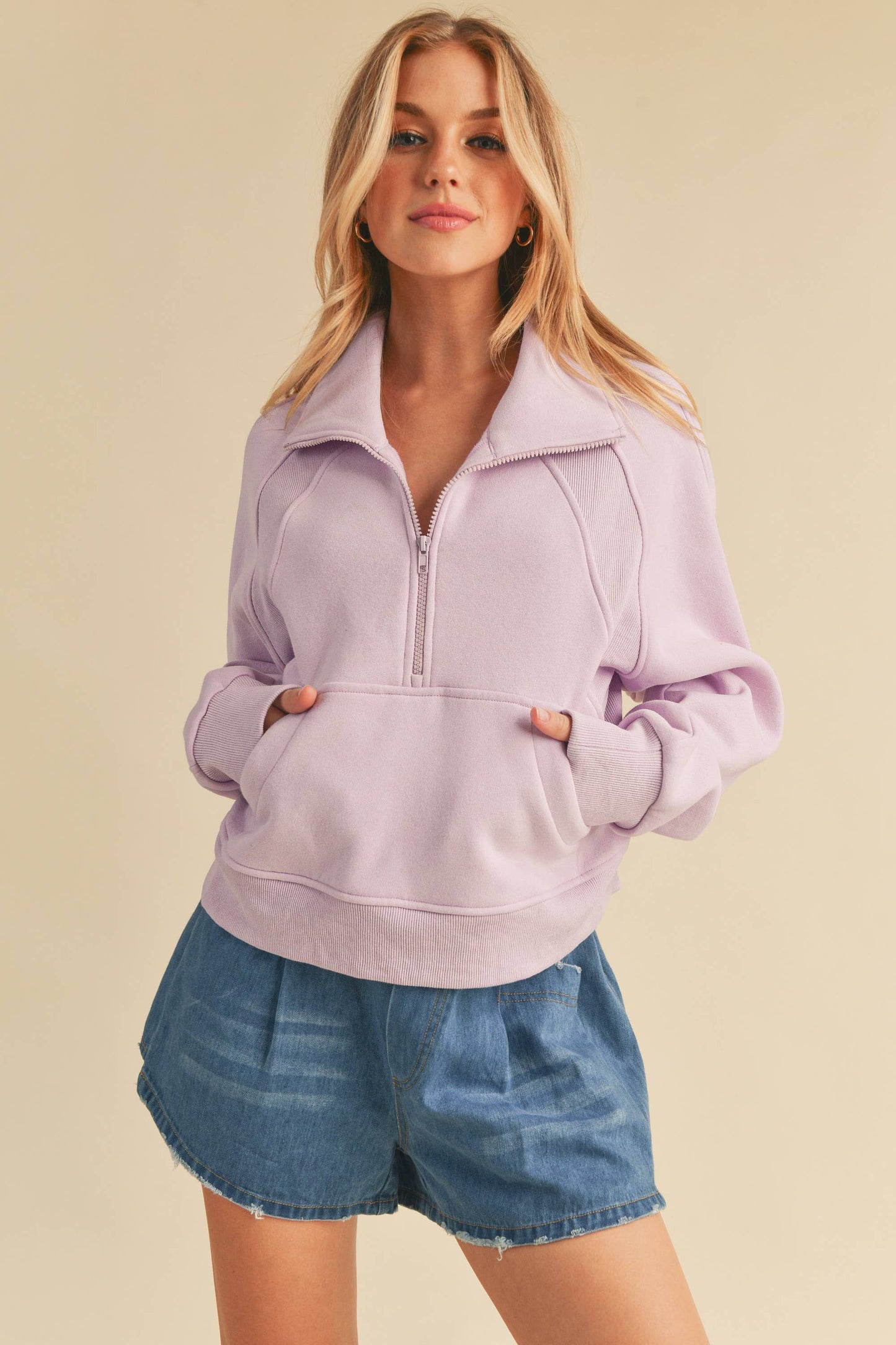 AEMI + CO - Dove Neck Half Zip