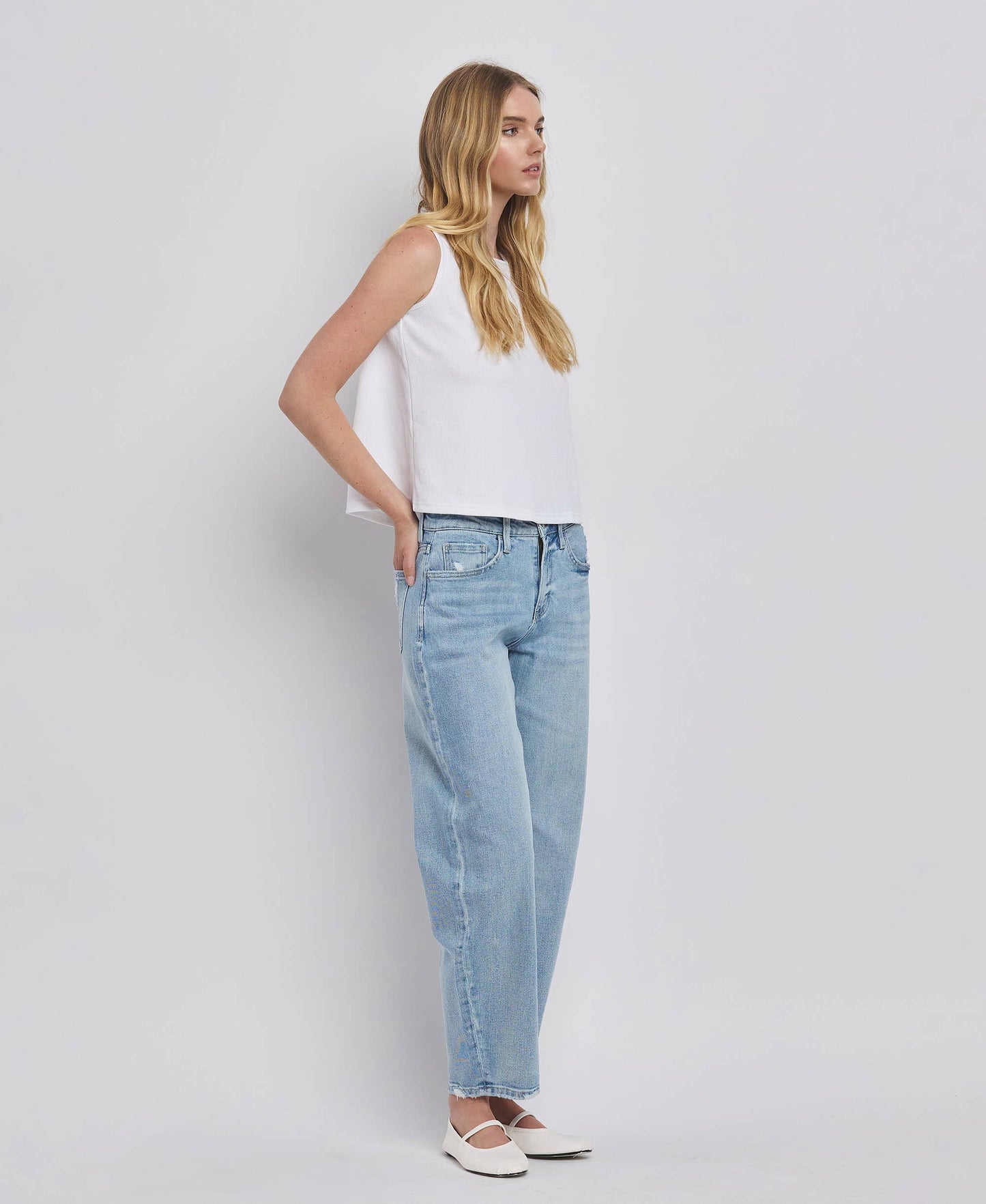 Lovervet by VERVET - HIGH RISE BARREL LEG JEANS