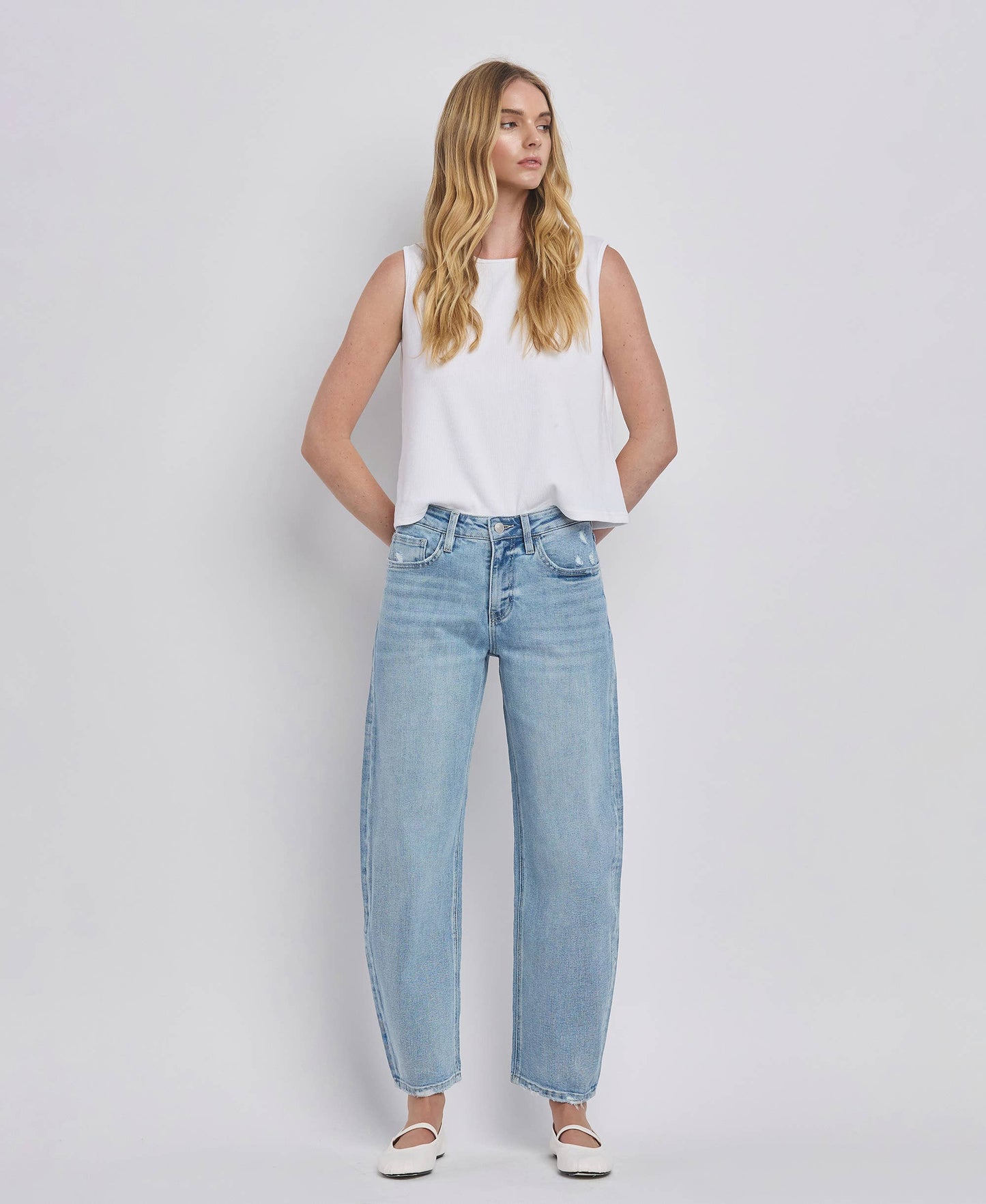 Lovervet by VERVET - HIGH RISE BARREL LEG JEANS