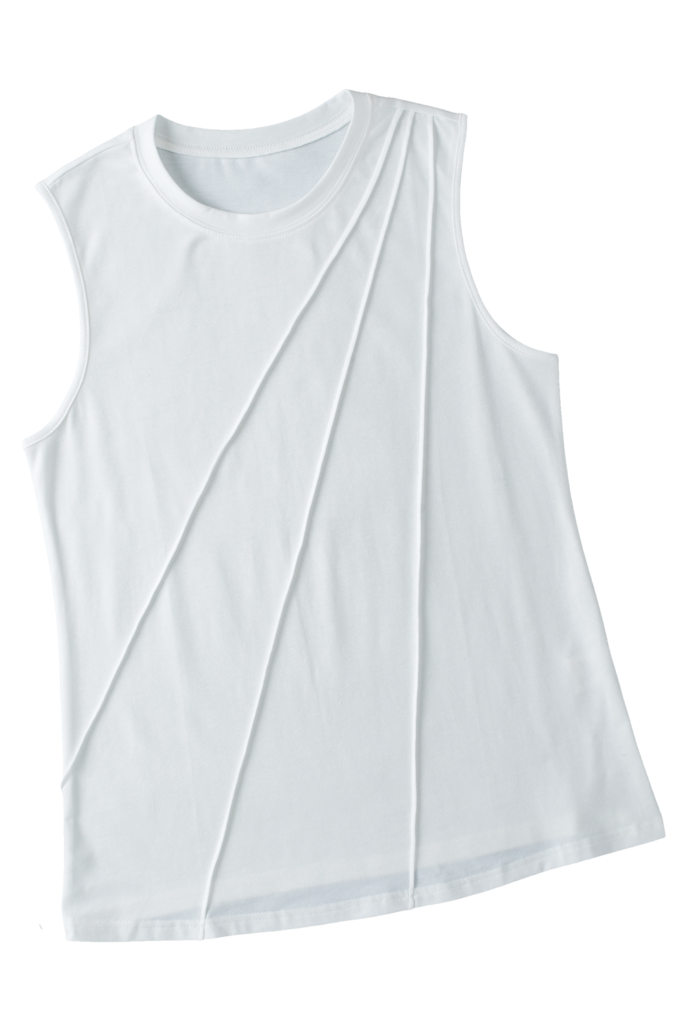 White Pleated Tank Top