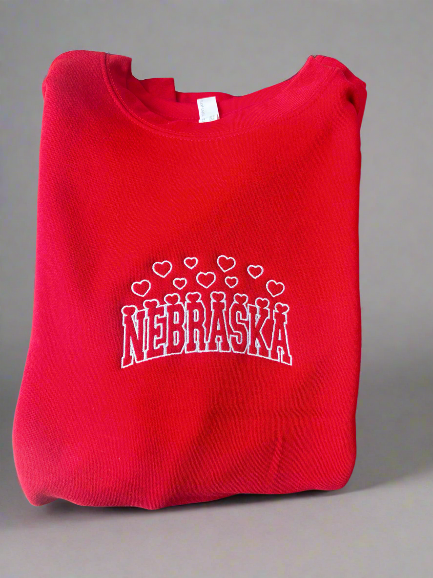 Nebraska Hearts (Embroidered) T-shirt