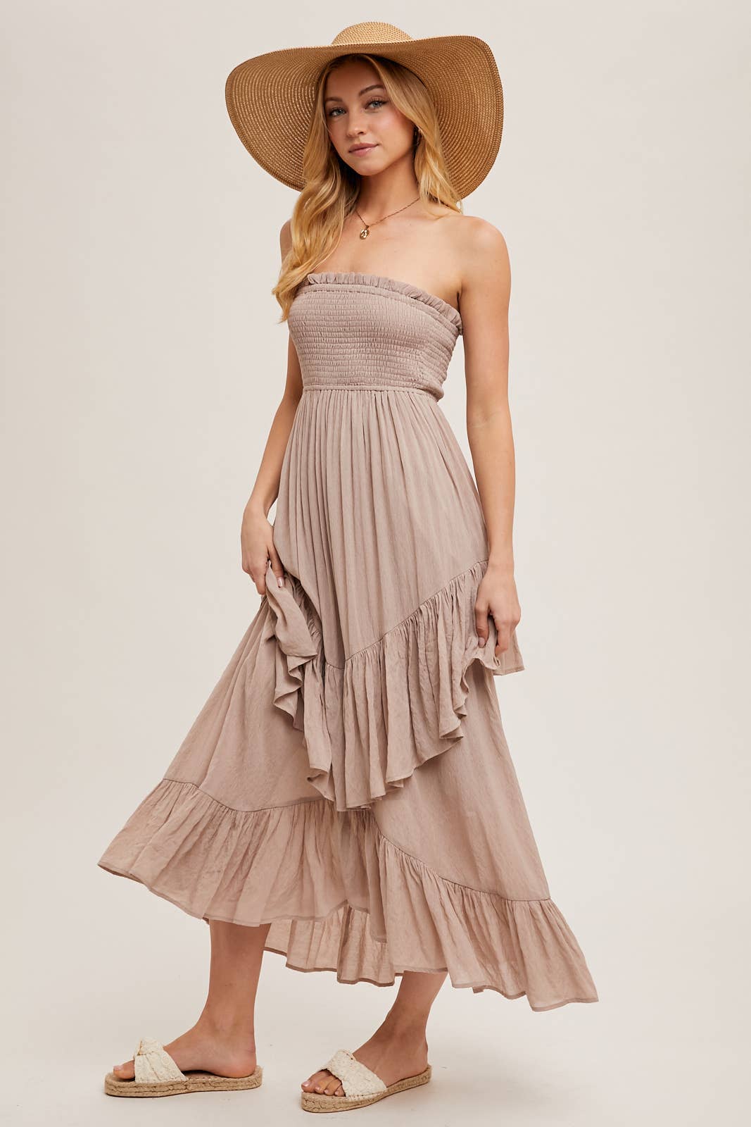 BOHO RUFFLE MIDI DRESS