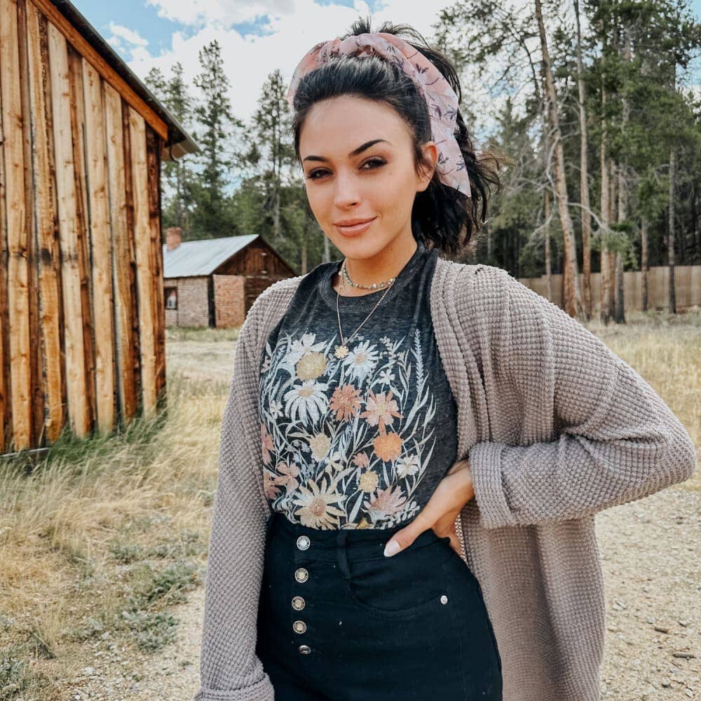 Vintage Flowers Acid Wash Tee