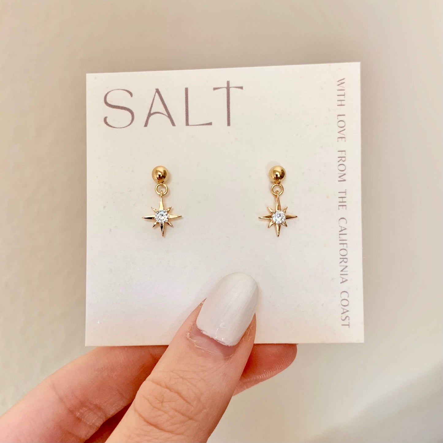 SALT by Sarah Curtis - STARBURST STUD DANGLES | gold | North star charm earrings