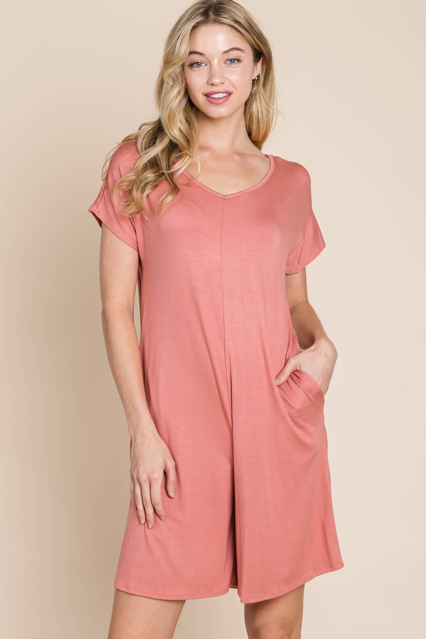 BOMBOM - Solid Romper With Pockets