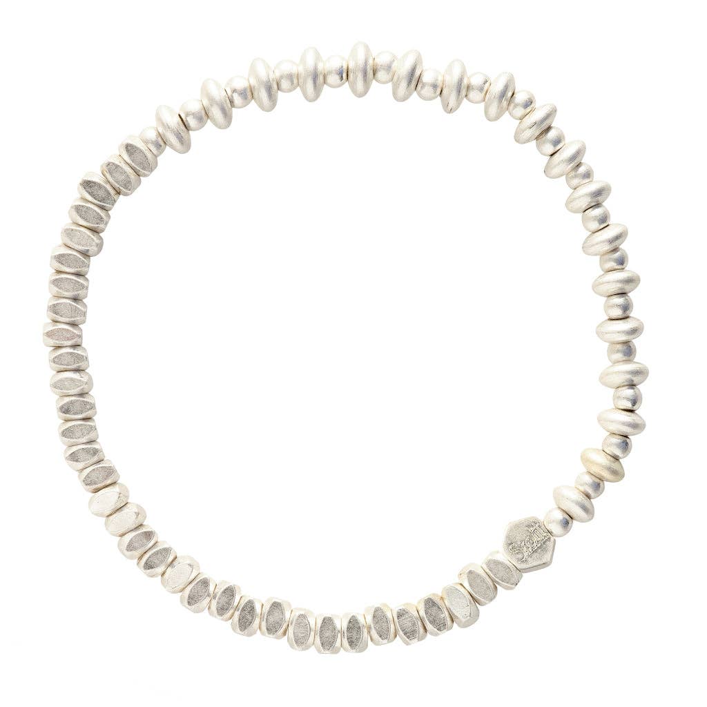 Scout Curated Wears - Mini Metal Stacking Bracelet - Mixed Beads Silver