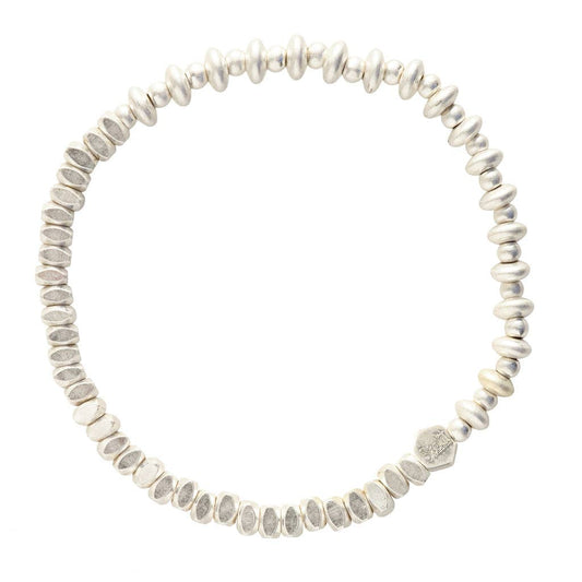 Scout Curated Wears - Mini Metal Stacking Bracelet - Mixed Beads Silver