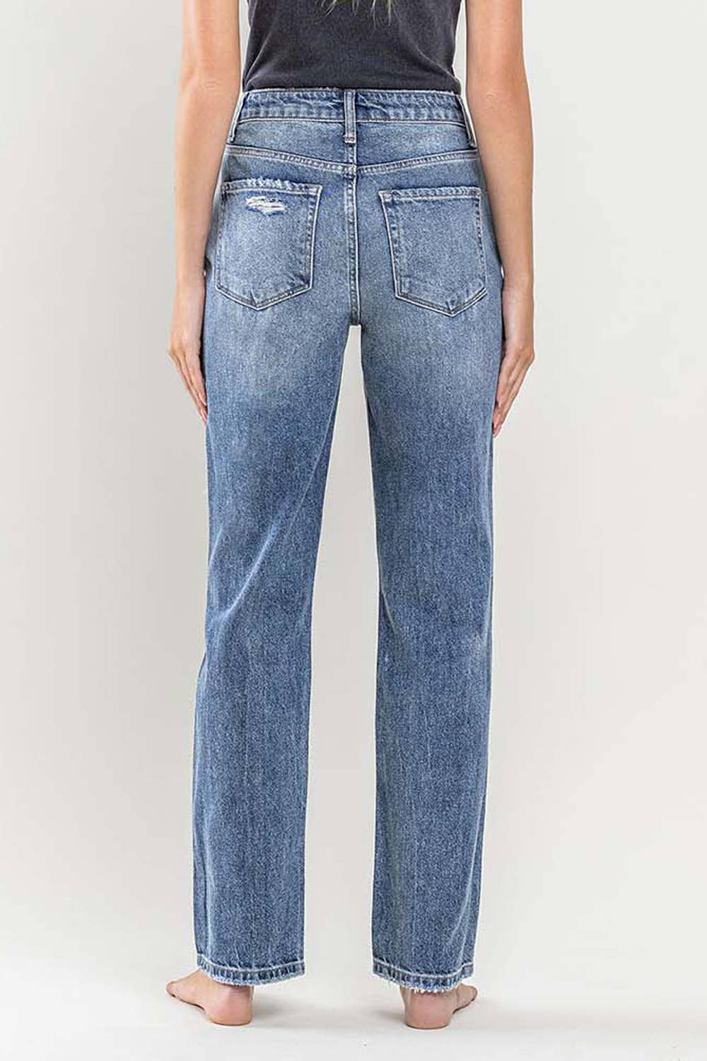 FLYING MONKEY - HIGH RISE DISTRESSED STRAIGHT JEANS