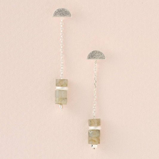 Scout Curated Wears - Stone Meteor Thread/Jacket Earring - Labradorite/Silver