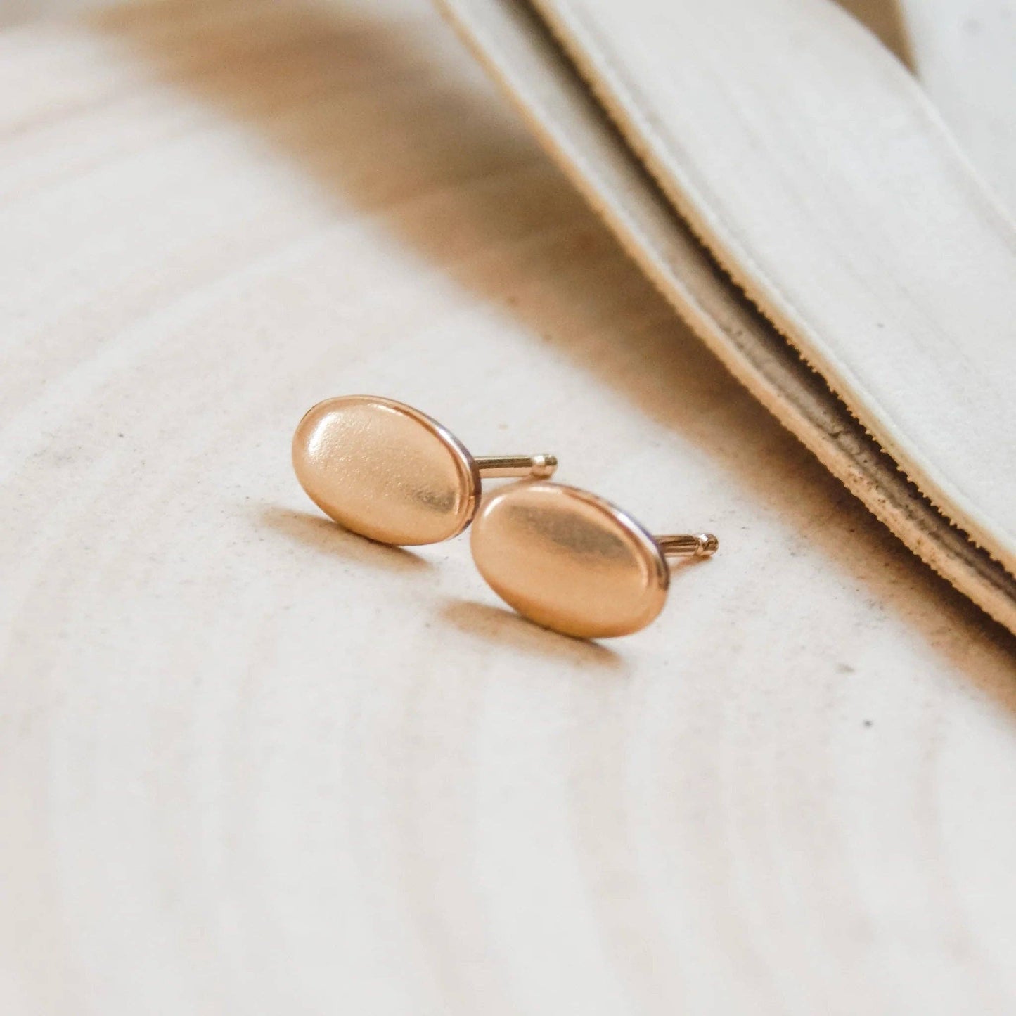 Barberry & Lace Handmade Jewelry - Oval Stud Earrings | 14k Gold Fill & Sterling Silver