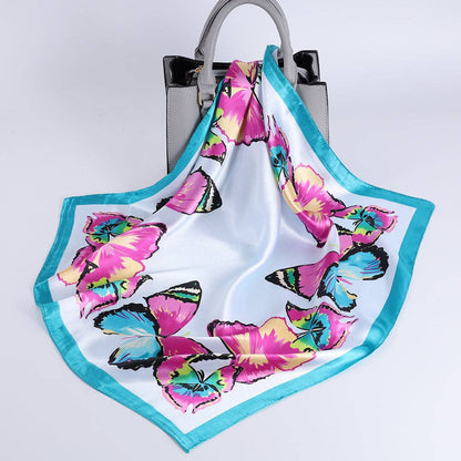 Butterfly Pattern Silk-like Scarf