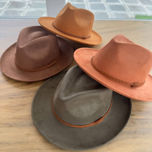 Suede Hat W/ Braided Suede Belt