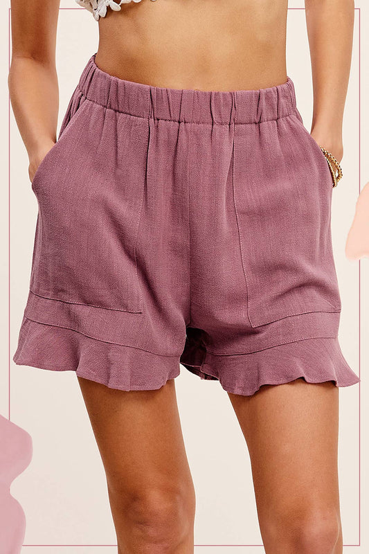 La Miel - Flared Hem Elastic Band Shorts with Front Pockets