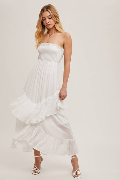 BOHO RUFFLE MIDI DRESS
