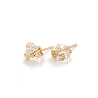 Barberry & Lace Handmade Jewelry - Herkimer Diamond Earrings | 14k Gold Fill & Sterling Silver