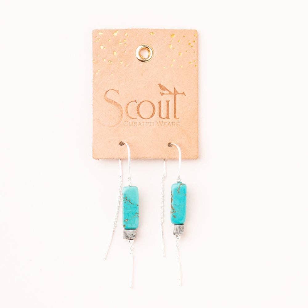 Scout Curated Wears - Rectangle Stone Earring - Rose Quartz/Amber/Gold