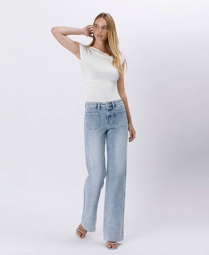 Lovervet by VERVET - HIGH RISE TROUSER HEM FLARE