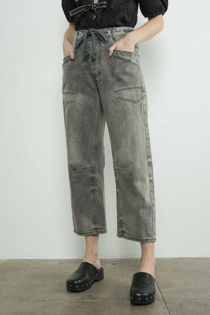 Aaron & Amber BARREL DENIM PANTS WITH EYELET WAIST