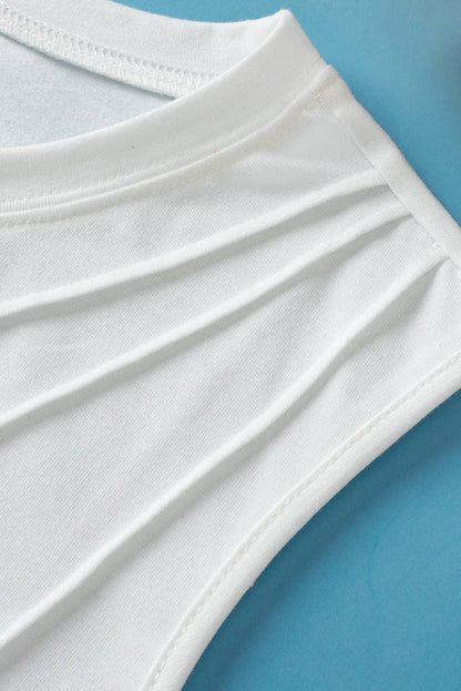 White Pleated Tank Top
