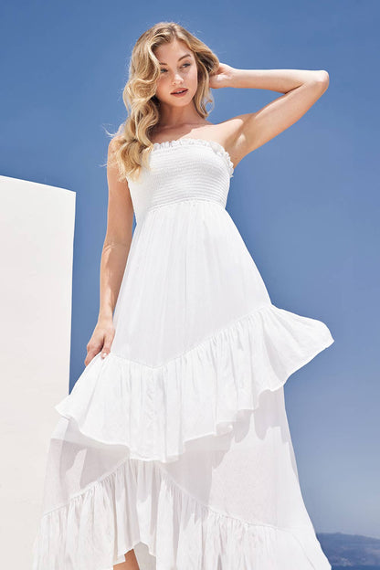 BOHO RUFFLE MIDI DRESS