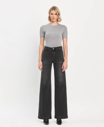 VERVET by FLYING MONKEY - HIGH RISE WIDE TROUSER JEANS