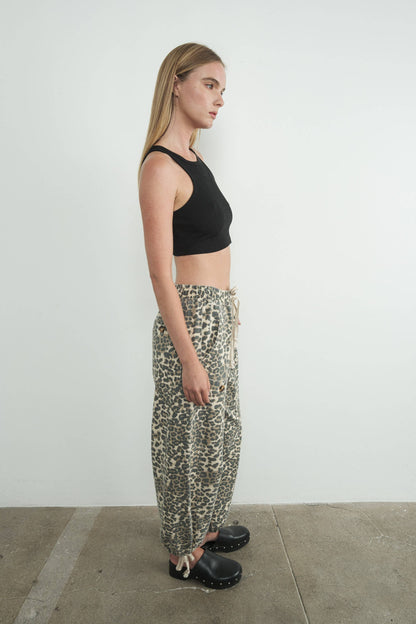 Aaron & Amber - LEOPARD PRINT RELAXED FIT PULL-ON PANTS