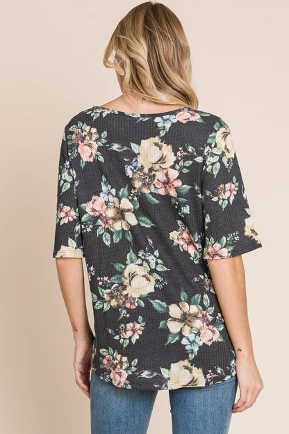 BOMBOM - FLORAL WAFFLE KNIT