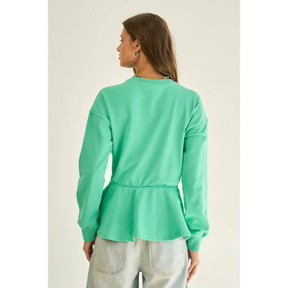 The GREii - French Terry Peplum Belted Sweatshirt